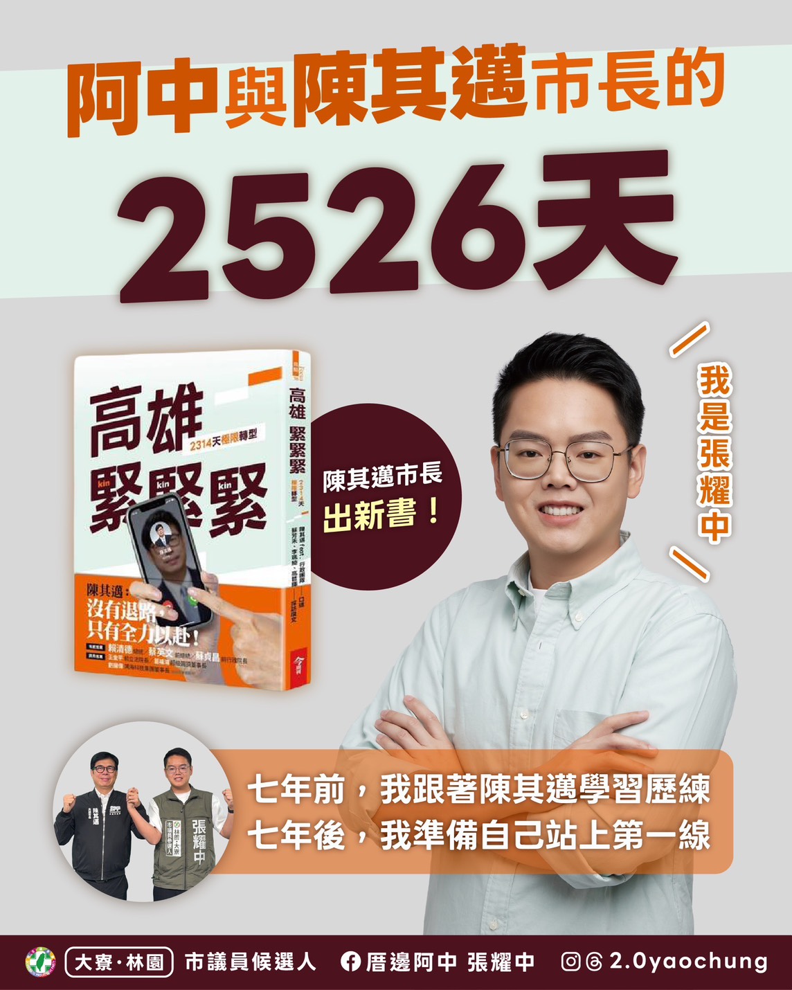 從幕後到第一線  張耀中憶與陳其邁2526天　宣告七年歷練正式上場